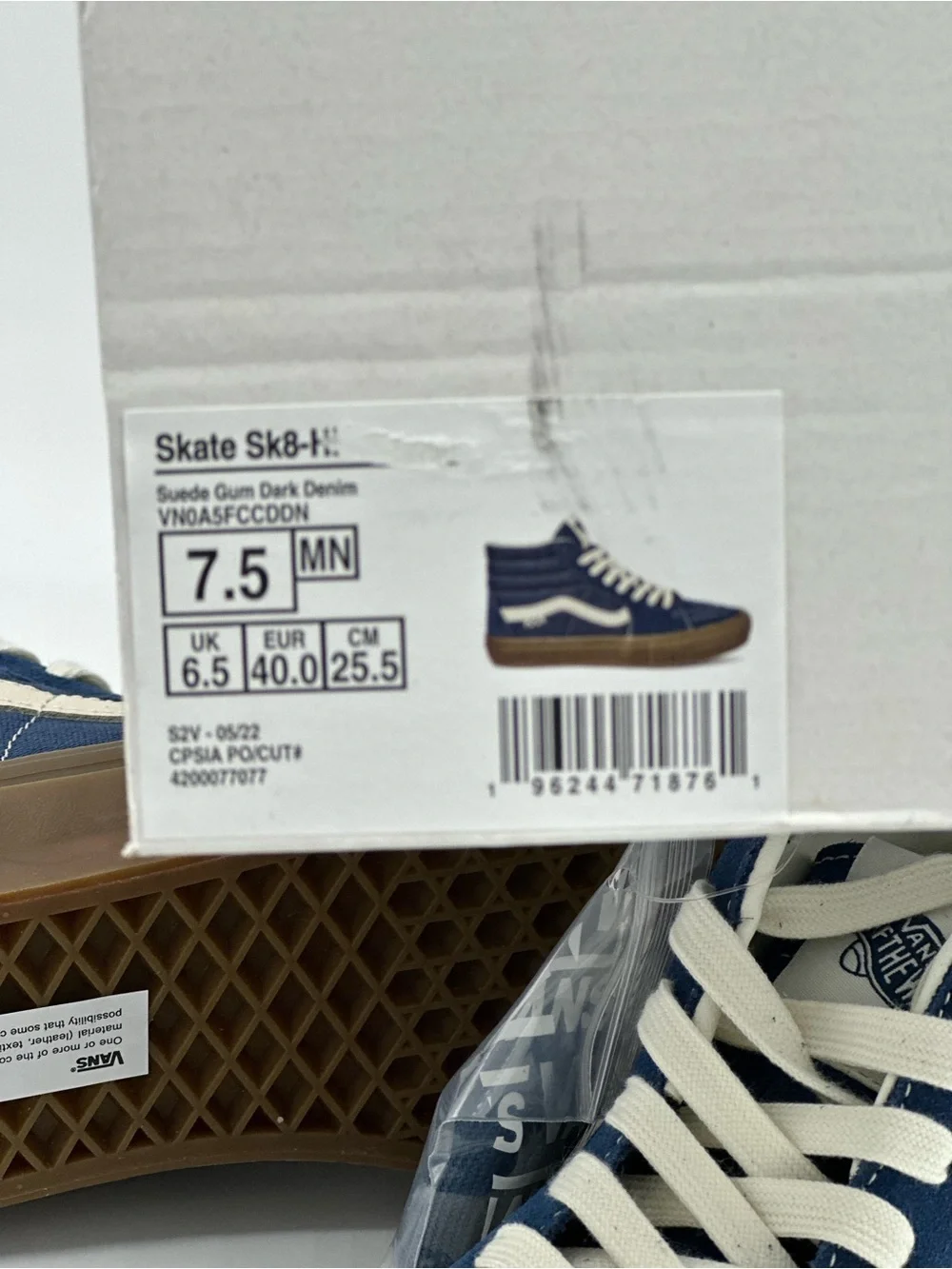 Vans Navy Canvas High-Top Sneakers with Cream Stripe